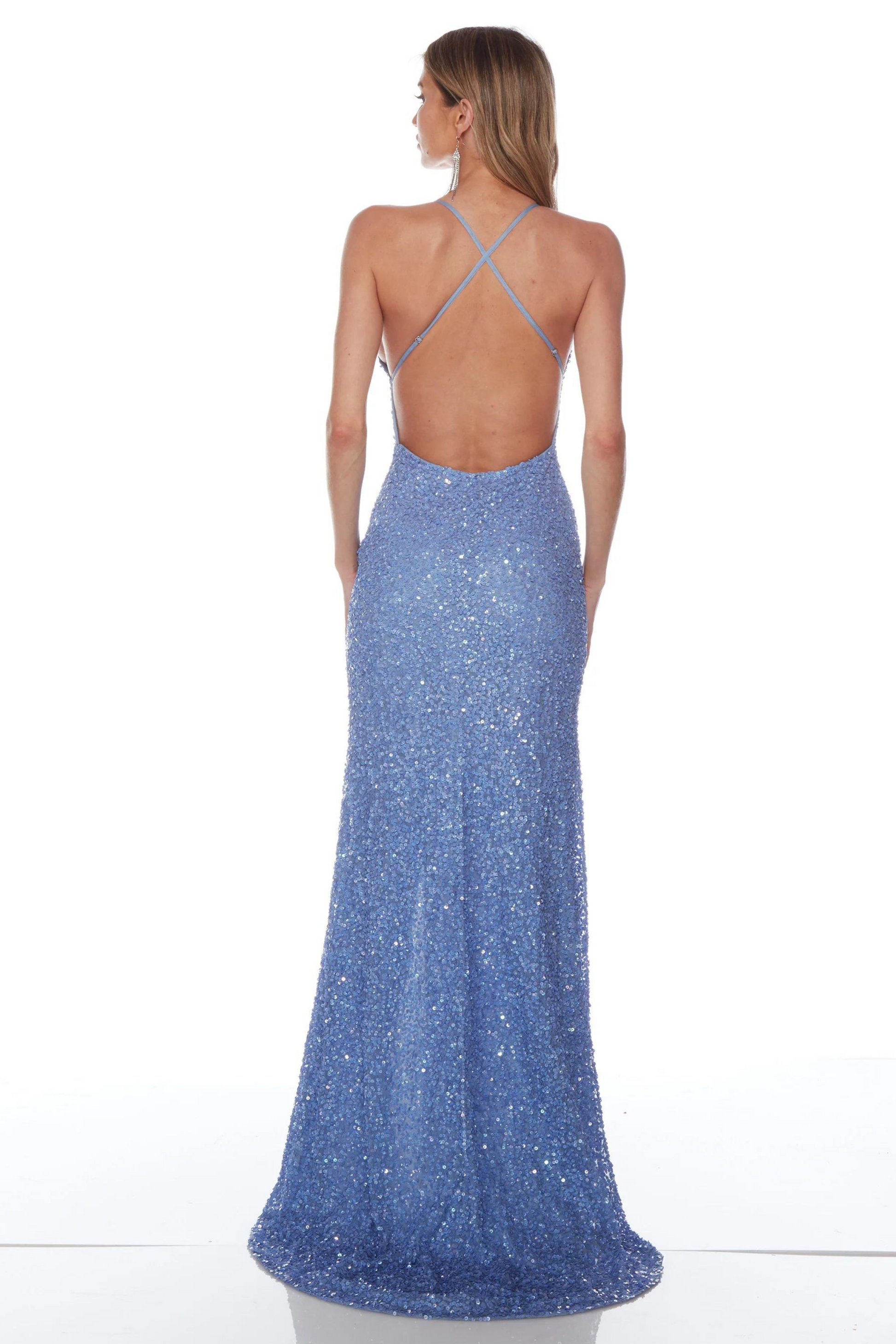 ASlyce Paris 88002 formal dress in periwinkle blue sequins
