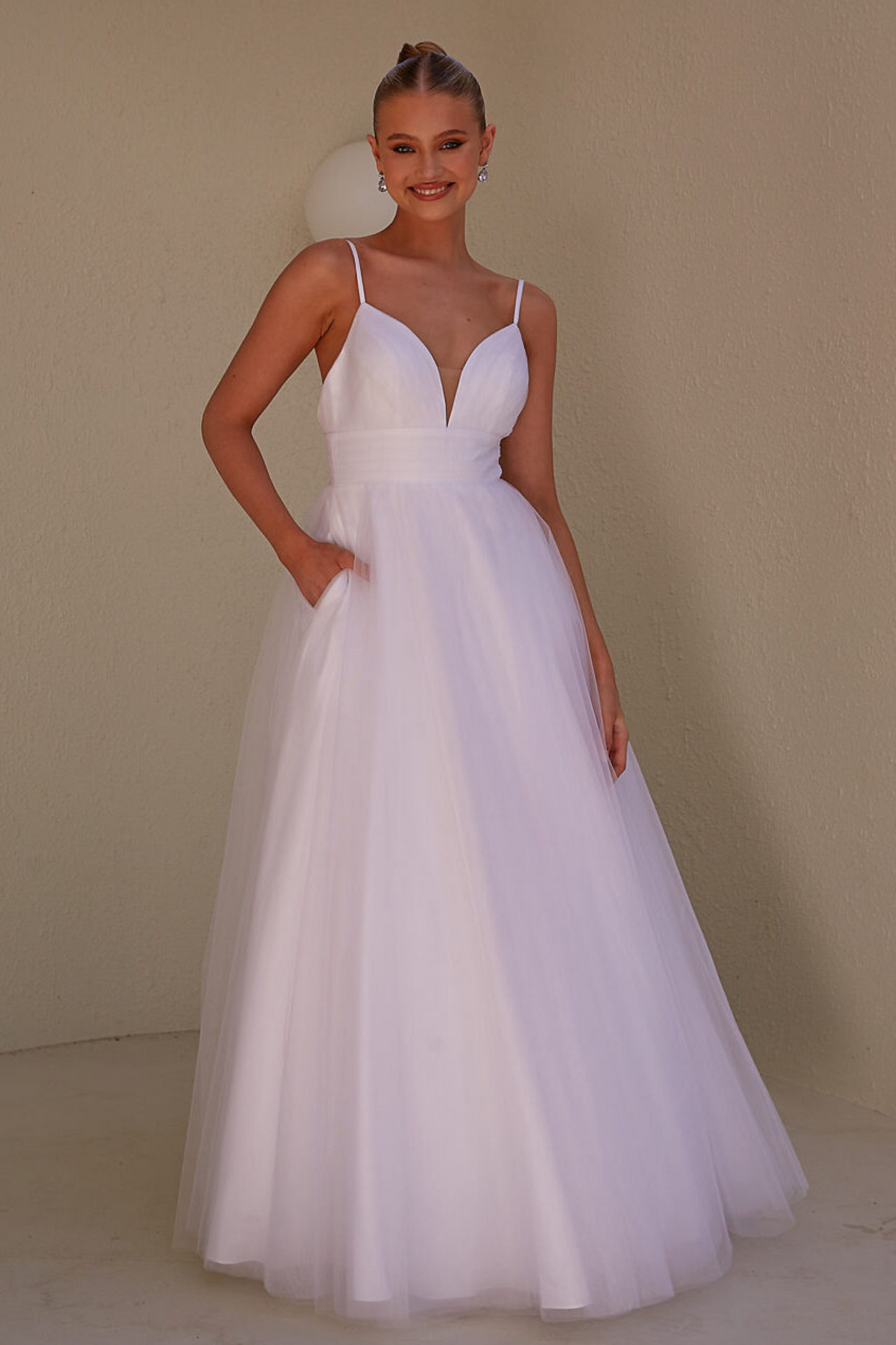 Tania Olsen Ballgown debutante dress in pure white tulle
